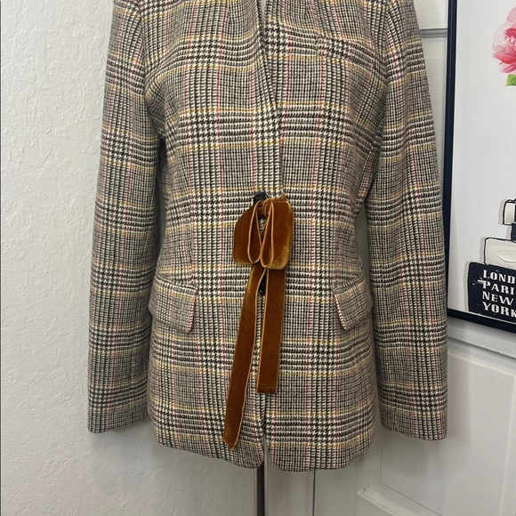 J. Crew Plaid Regent Blazer w/Velvet Tie Size 10 - Picture 4 of 10